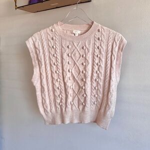 🪞 NWT mini pom pom cable knit sweater vest cap sleeveless top